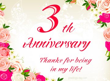 3th Anniversary – Free Ecards , Pics & Wishes.