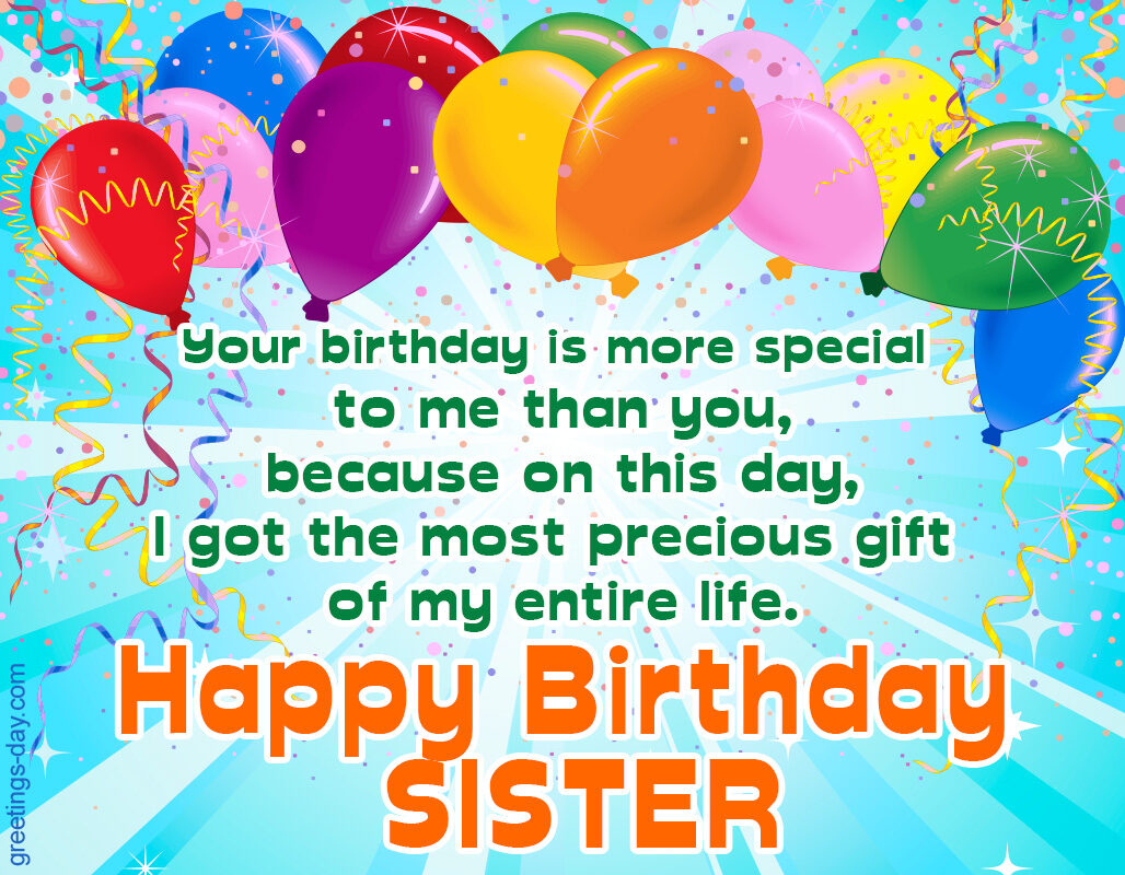 Happy Birthday Sister greeting Ecards