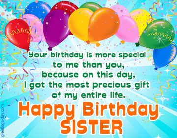 Happy Birthday Sister greeting Ecards