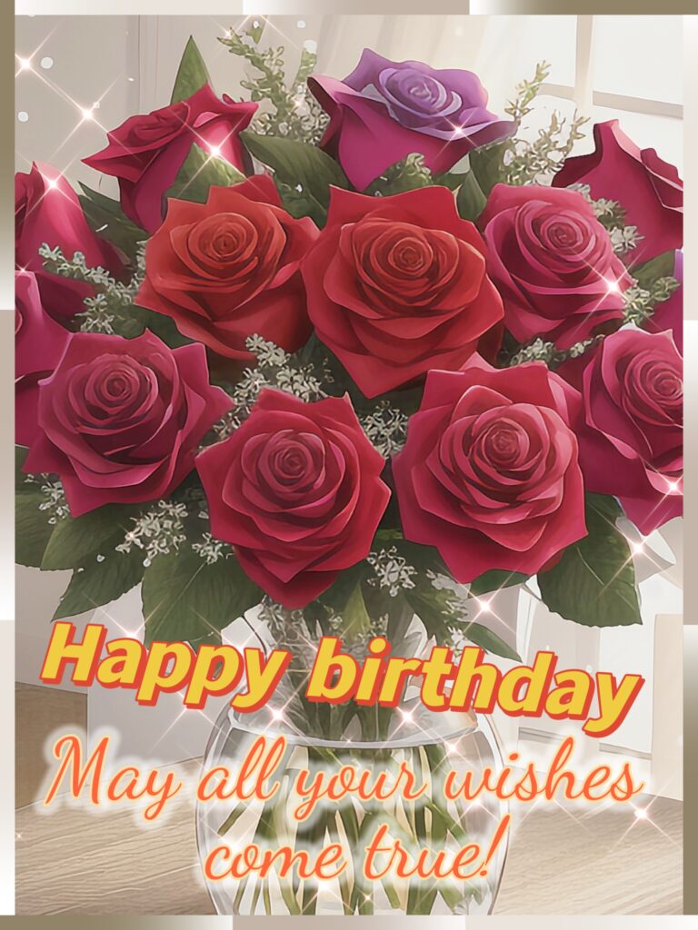 Elegant happy birthday message with floral design and soft colors