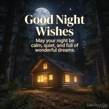 Good Night Wishes from a Cozy Forest Cabin