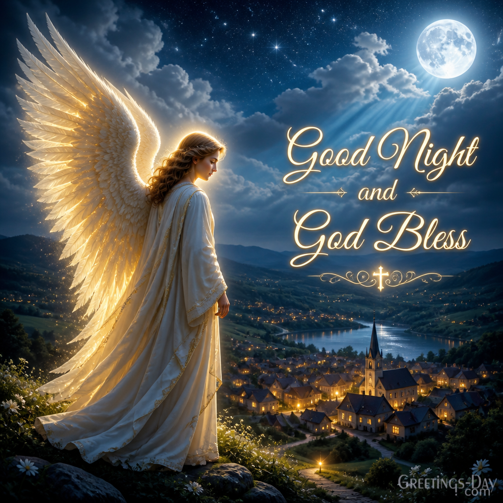 Good night blessings image with open Bible and candlelight for peaceful bedtime reflection