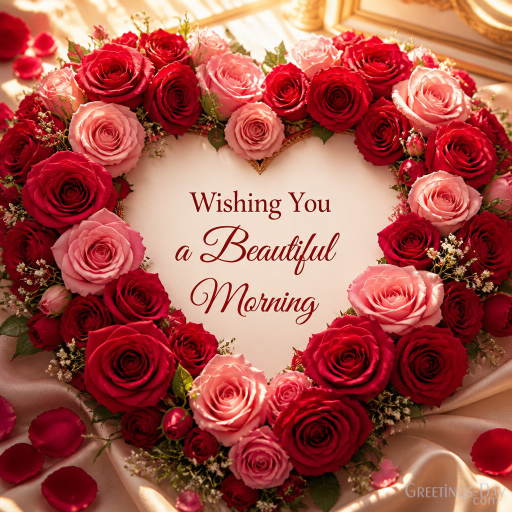 Wishing You a Beautiful Morning romantic good morning flowers for girlfriend with elegant rose bouquet