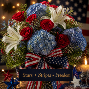 Stars • Stripes • Freedom | Patriotic Floral Image