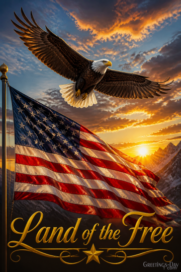 Land of the Free | Majestic Bald Eagle Patriotic Image