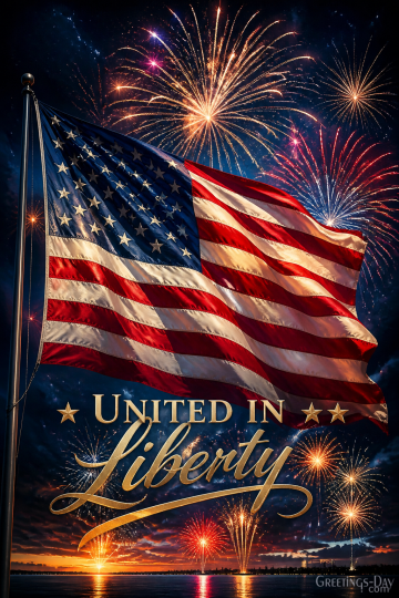 United in Liberty | American Flag and Fireworks