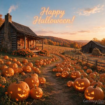 Happy Halloween! | Glowing Pumpkin Patch at Sunset