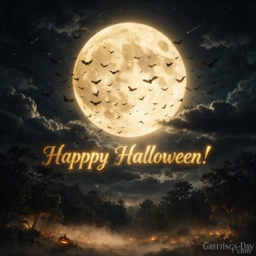 Happy Halloween! | Moonlit Bats Halloween Image