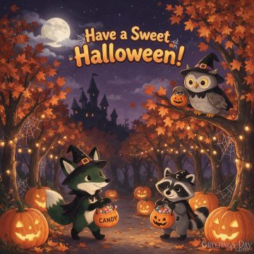 Have a Sweet Halloween! | Cute Woodland Animals Halloween Wishes