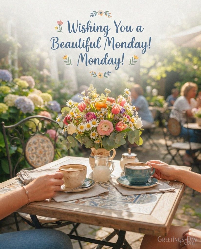 Beautiful Monday greeting for a friend with tulips