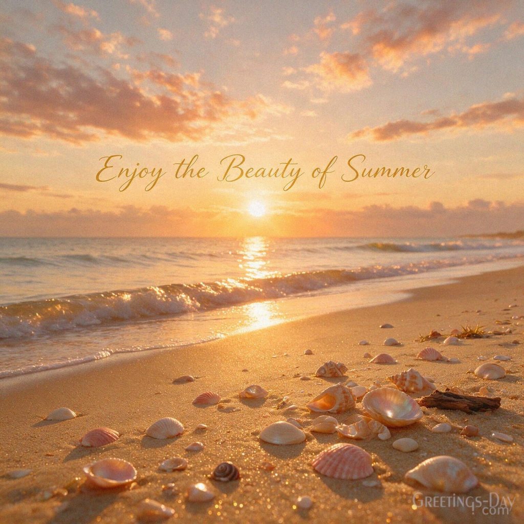 Beautiful summer greeting with a peaceful beach