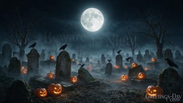 Beware the Night – Halloween Cemetery Wallpaper