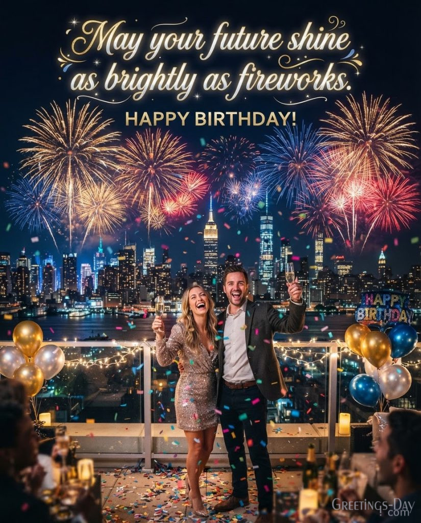 Spectacular Birthday celebration image with fireworks displaying 
