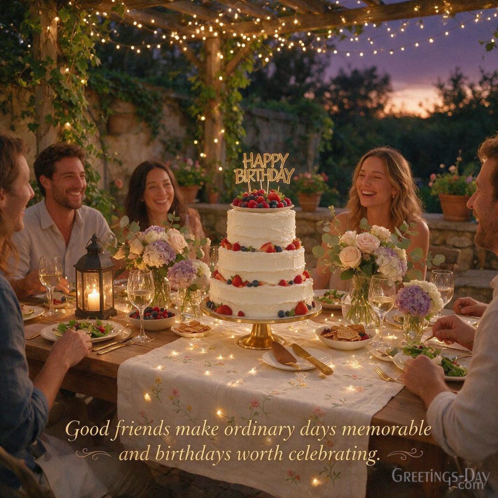 Birthday Quotes for friends image with cake