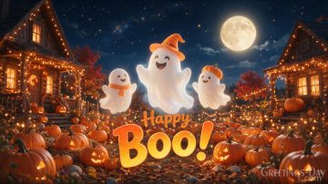 Boo! Cute Ghost Halloween Wallpaper