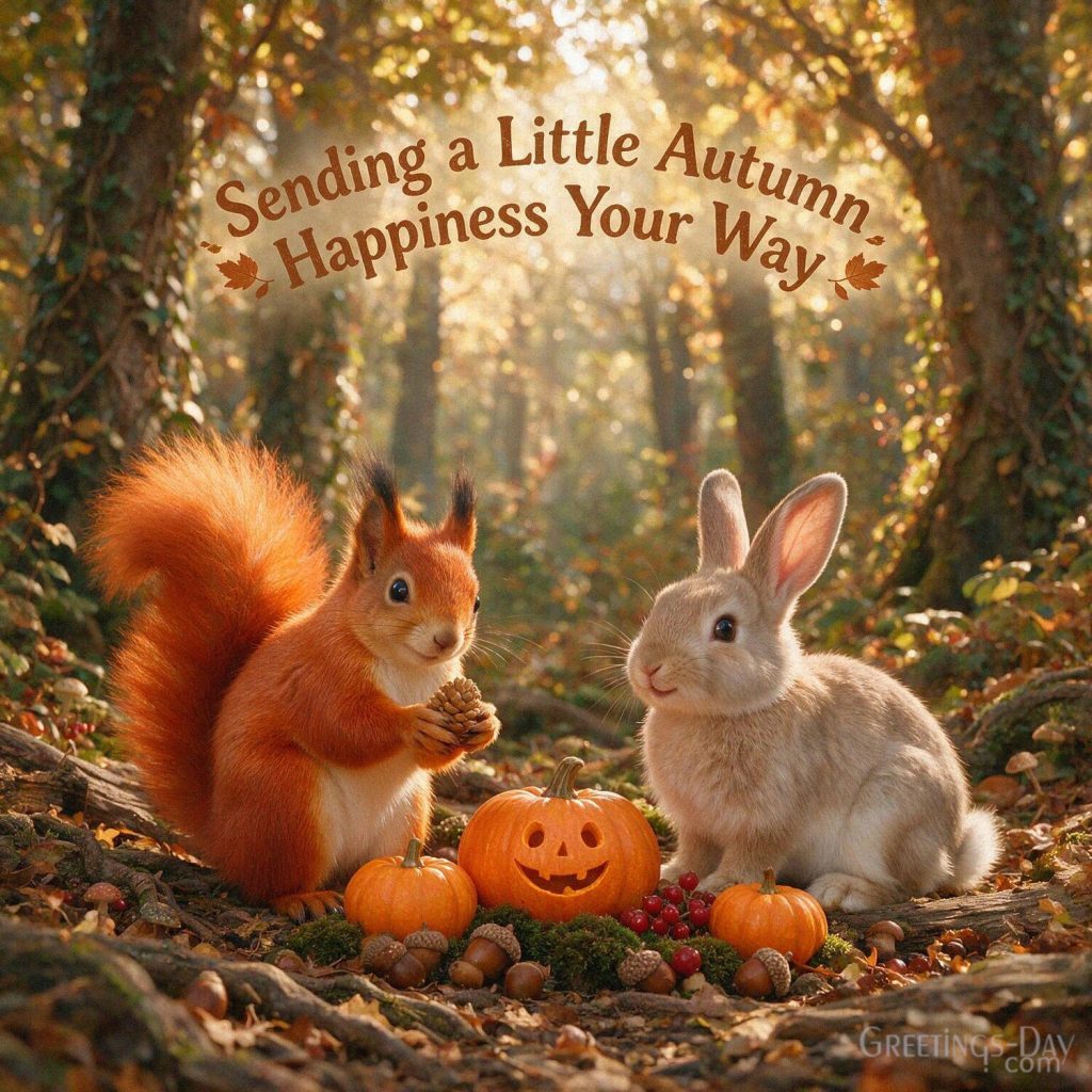 Cute autumn image with a squirrel