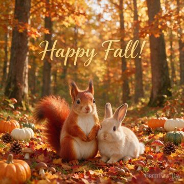 Happy Fall! — Cute Woodland Greeting