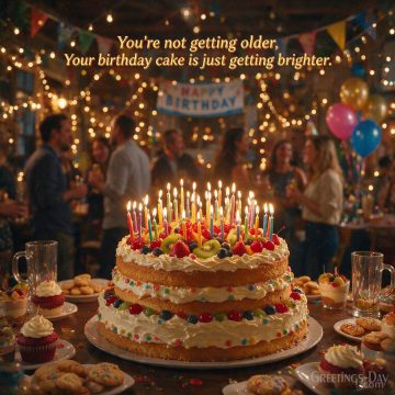Funny Birthday Quote – Your Birthday Cake Is Just Getting Brighter