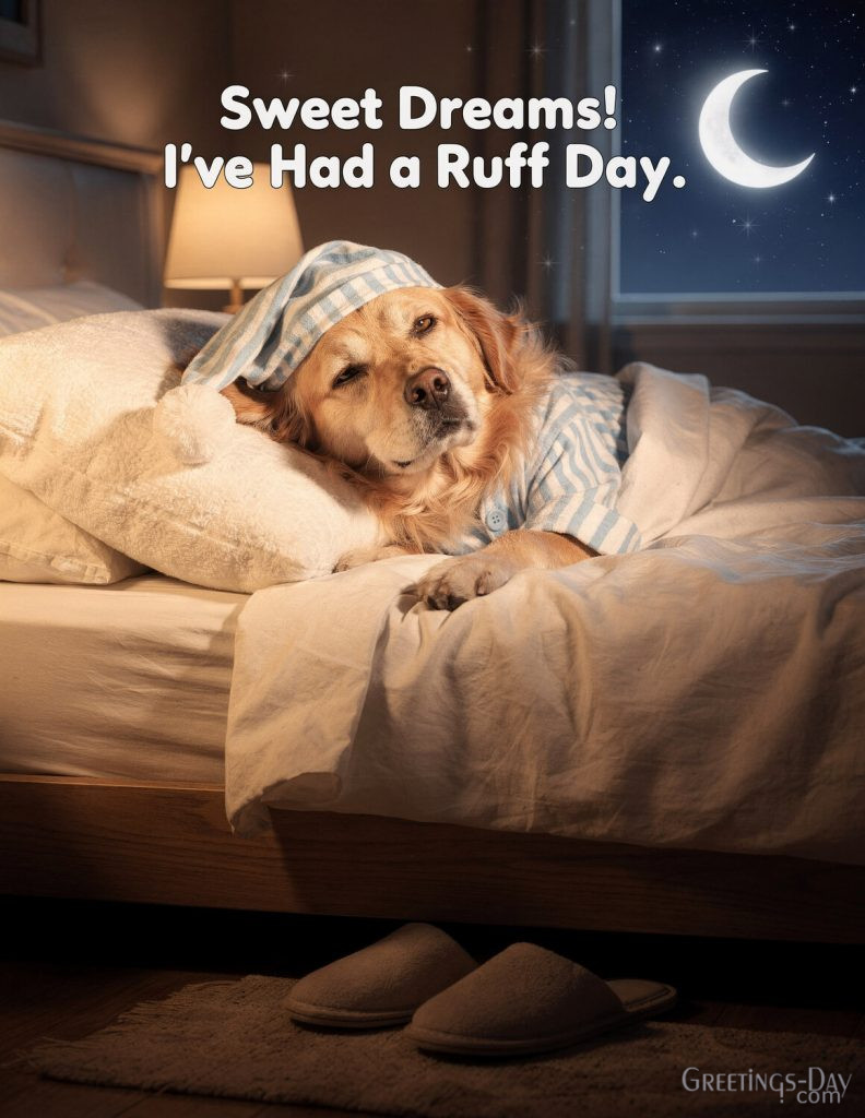 funny-good-night-dog-sweet-dreams-ruff-day with the text