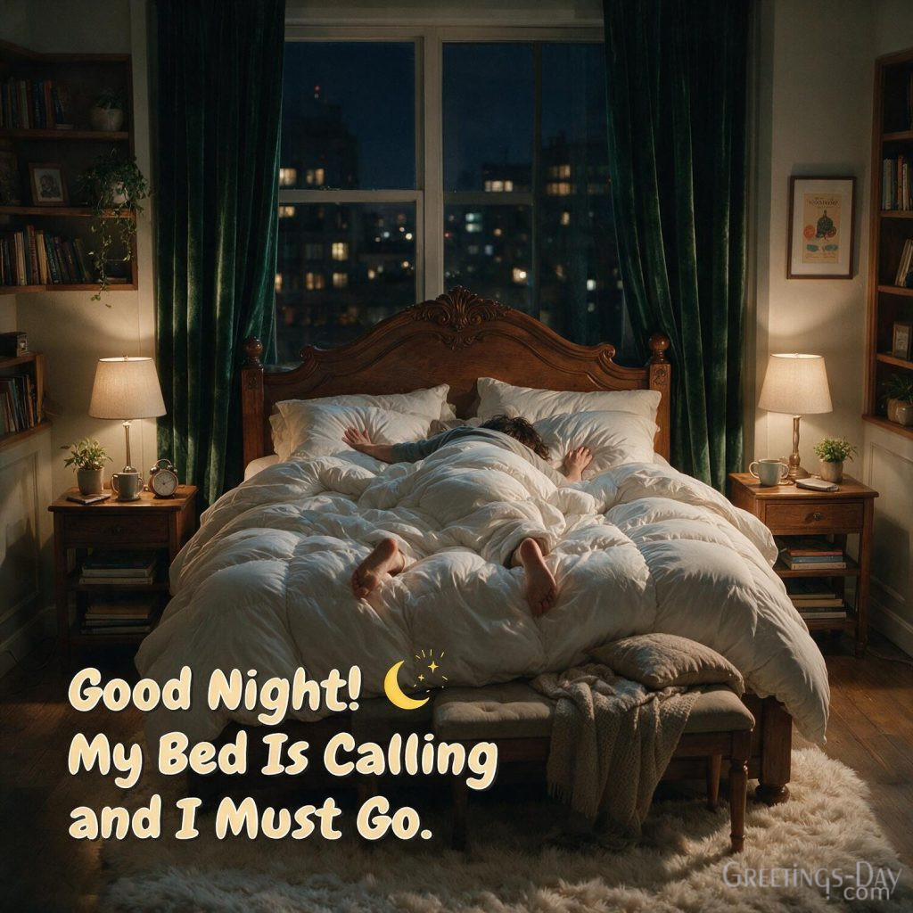hilarious-good-night-bed-is-calling with the text 