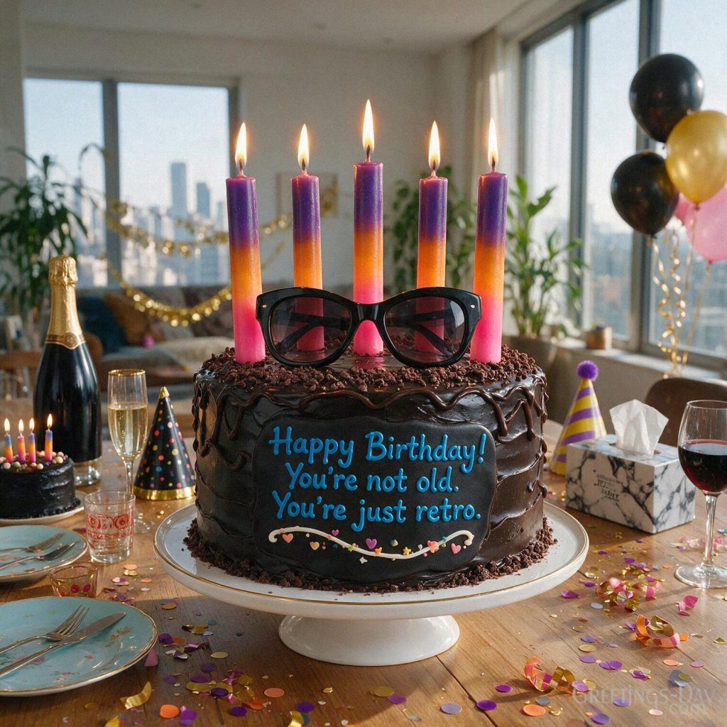 Funny Happy Birthday image for him with cake
