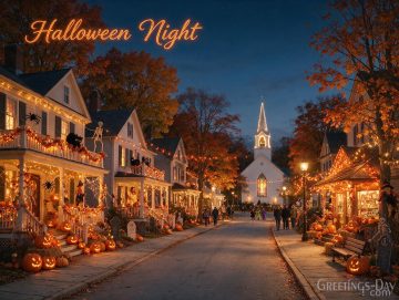 Halloween Night Wallpaper – Glowing Pumpkin Town