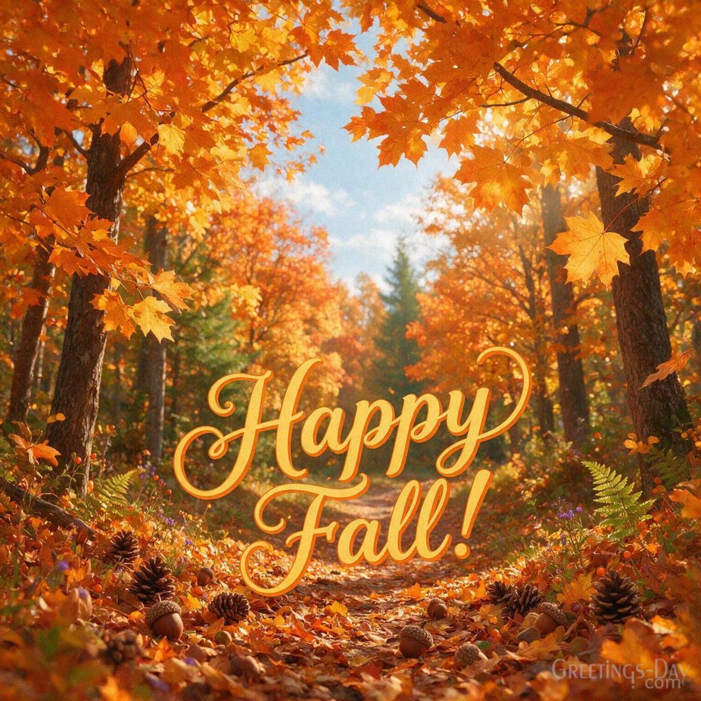 Happy Fall image with colorful red