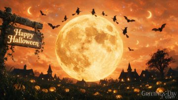Happy Halloween Flying Witches Wallpaper