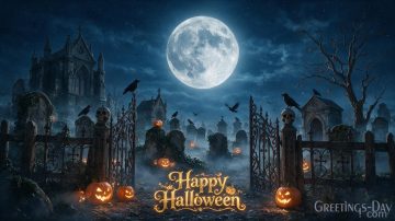 Happy Halloween Gothic Cemetery Wallpaper