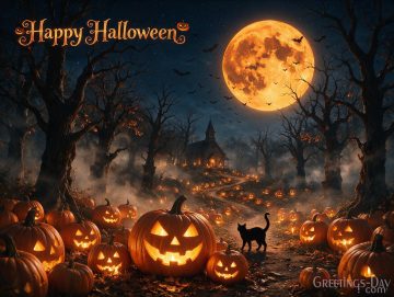 Happy Halloween Moon Landscape Wallpaper