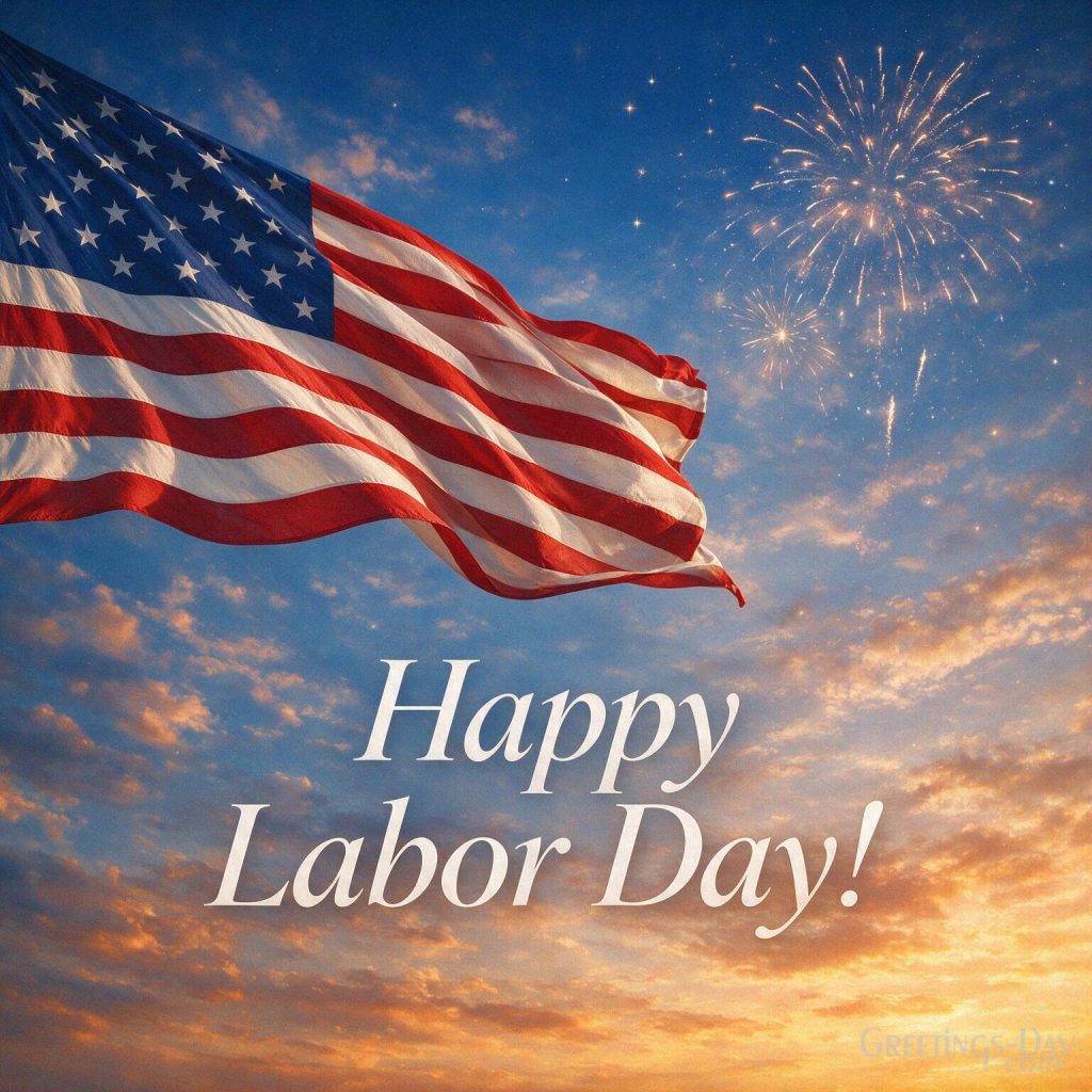 Happy Labor Day card with American flag
