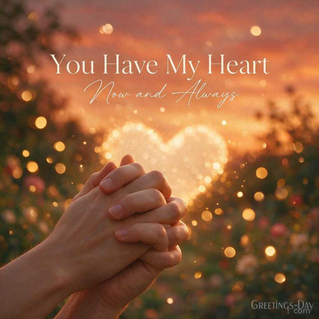Heartfelt romantic card with a couple holding hands and message “You Have My Heart