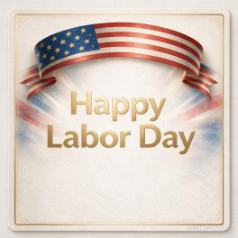 Professional Happy Labor Day card with elegant red