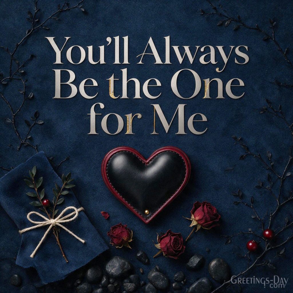 Elegant romantic card for him with a modern masculine design and “You’ll Always Be the One for Me” with the text 