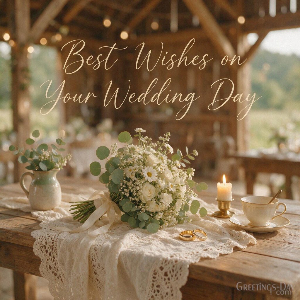 Rustic wedding card with wildflowers