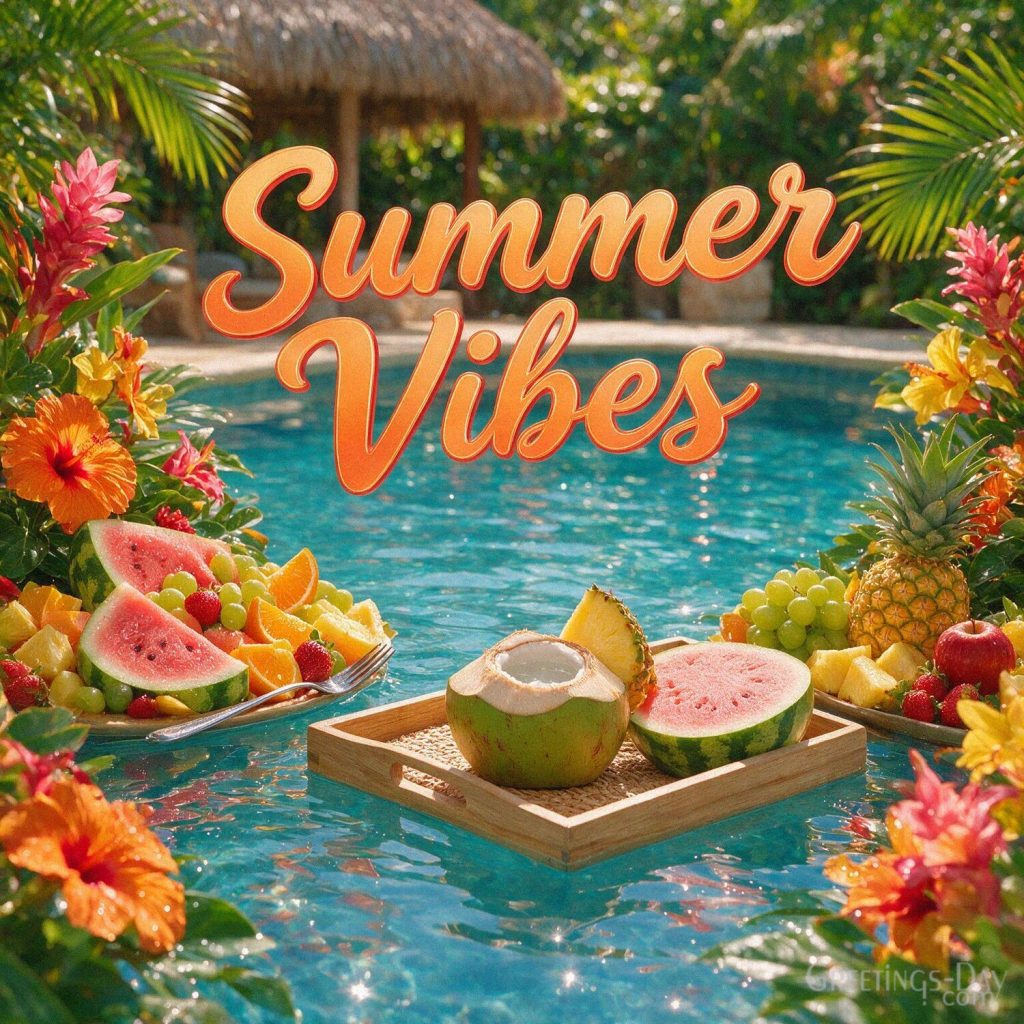 Summer Vibes image with sparkling pool water