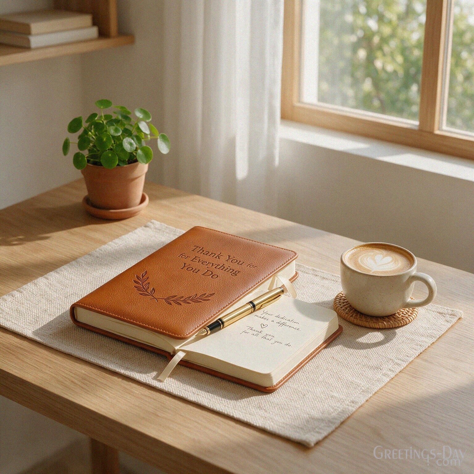 Professional Thank You image with a clean modern desk and the message “Thank You for Everything You Do.” with the text "Thank You for Everything You Do"