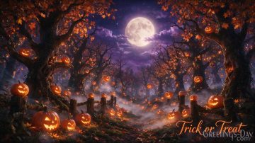 Trick or Treat Wallpaper – Magical Pumpkin Forest Background