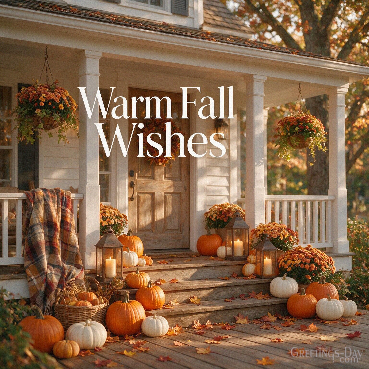 Warm Fall Wishes image with pumpkins