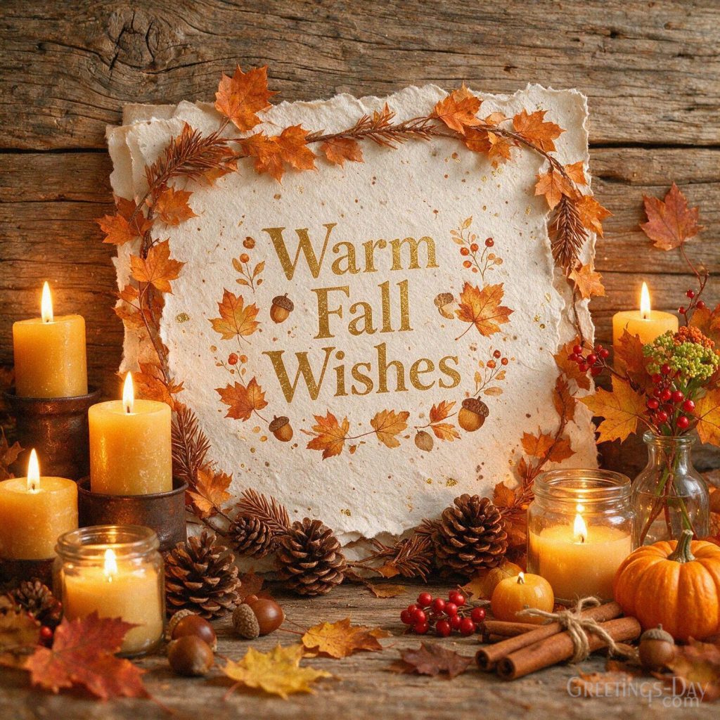 Warm Fall Wishes image with pumpkins