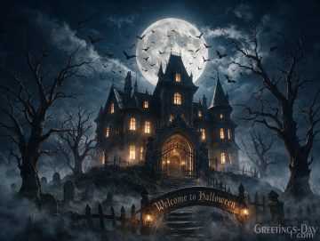 Welcome to Halloween – Haunted House Wallpaper