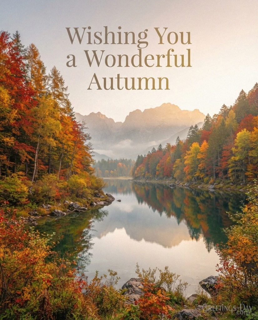 Autumn wishes image with golden foliage
