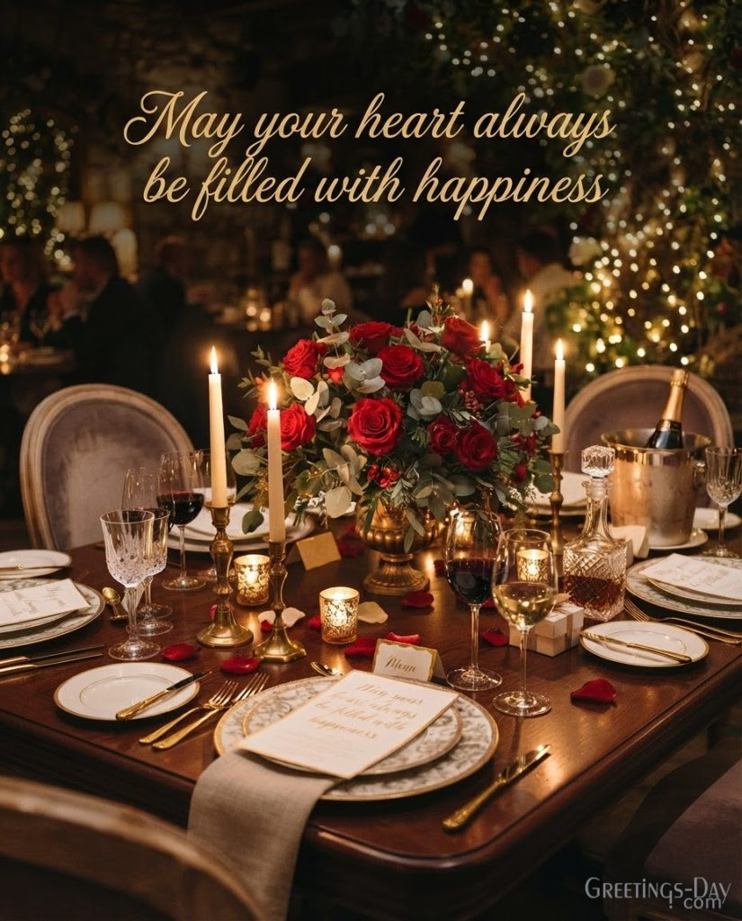 Elegant Birthday image with roses and fairy lights displaying 