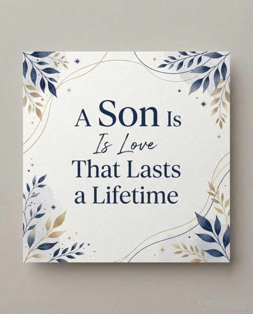 Meaningful son quote image saying A Son Is Love That Lasts a Lifetime with the text
