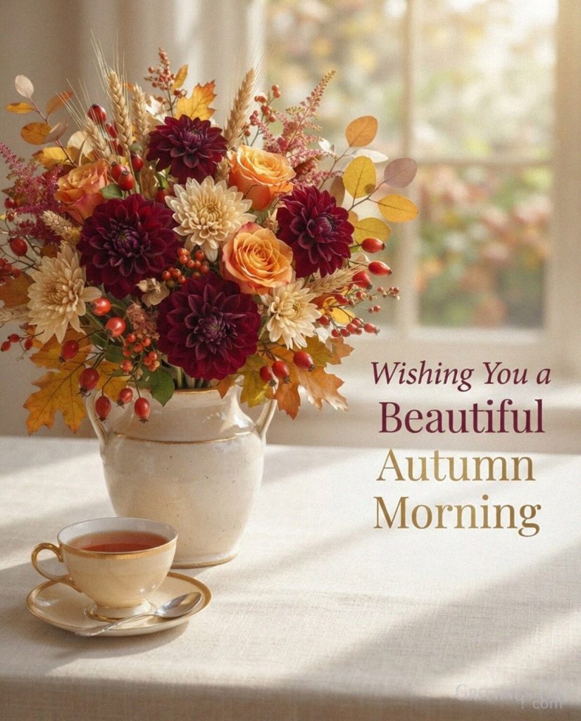Beautiful autumn morning greeting for a friend featuring “Good Morning