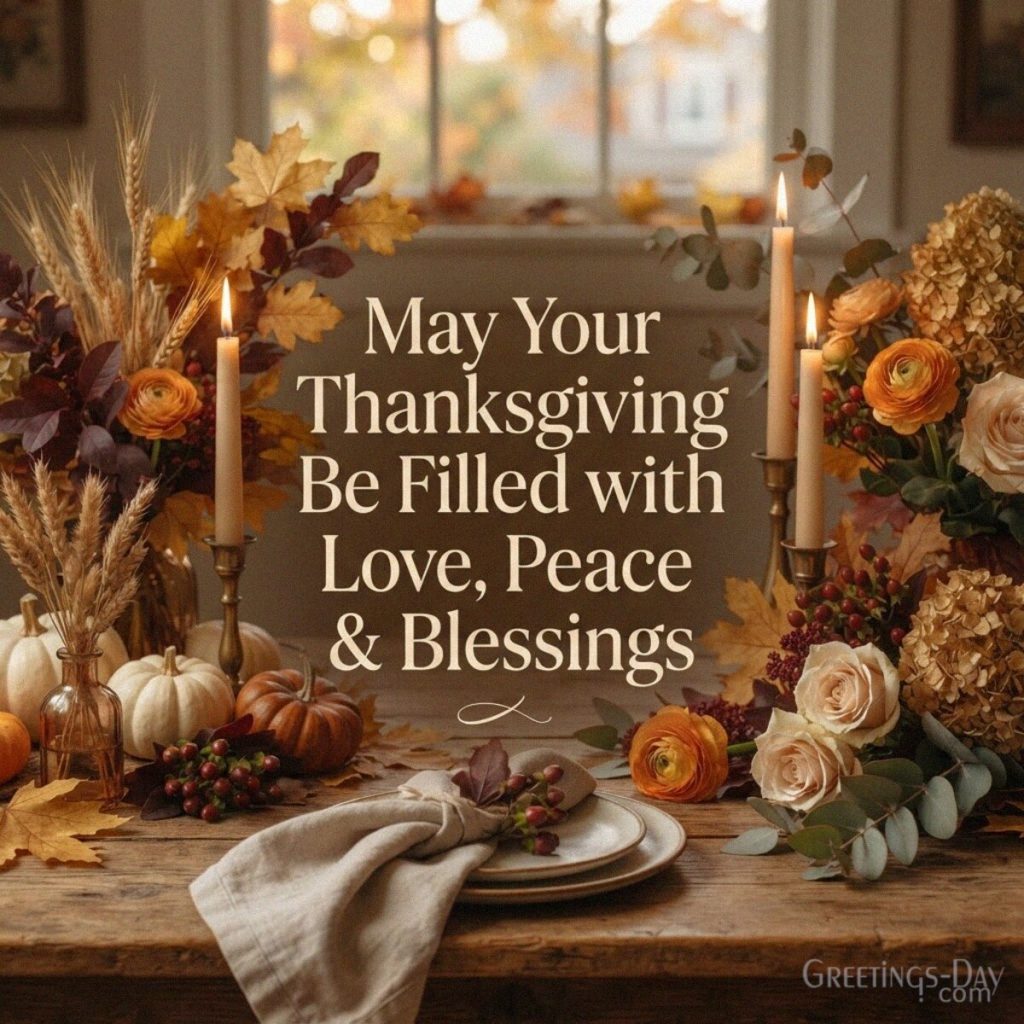 Beautiful Thanksgiving blessings with elegant pumpkins
