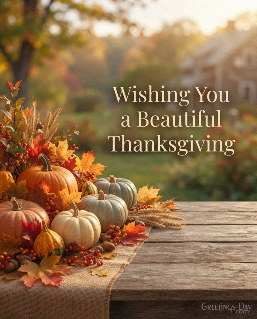 Beautiful Thanksgiving image with heirloom pumpkins