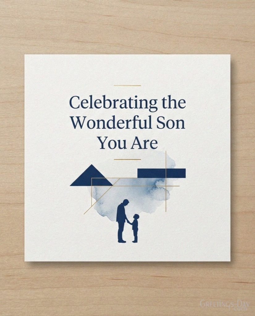 Modern minimalist National Sons Day greeting with the message Celebrating the Wonderful Son You Are with the text 