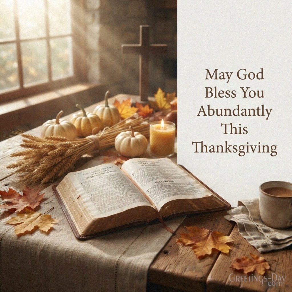 Christian Thanksgiving blessing with an open Bible