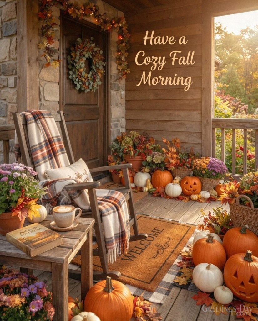 Cozy Fall Morning image with pumpkins